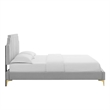 Maklaine Contemporary Performance Velvet Full Platform Bed in Light Gray