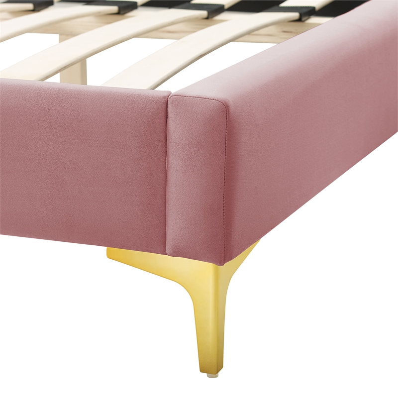 Maklaine Modern Performance Velvet King Bed in Dusty Rose Pink