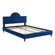 Maklaine Modern / Contemporary Performance Velvet Full Bed in Navy