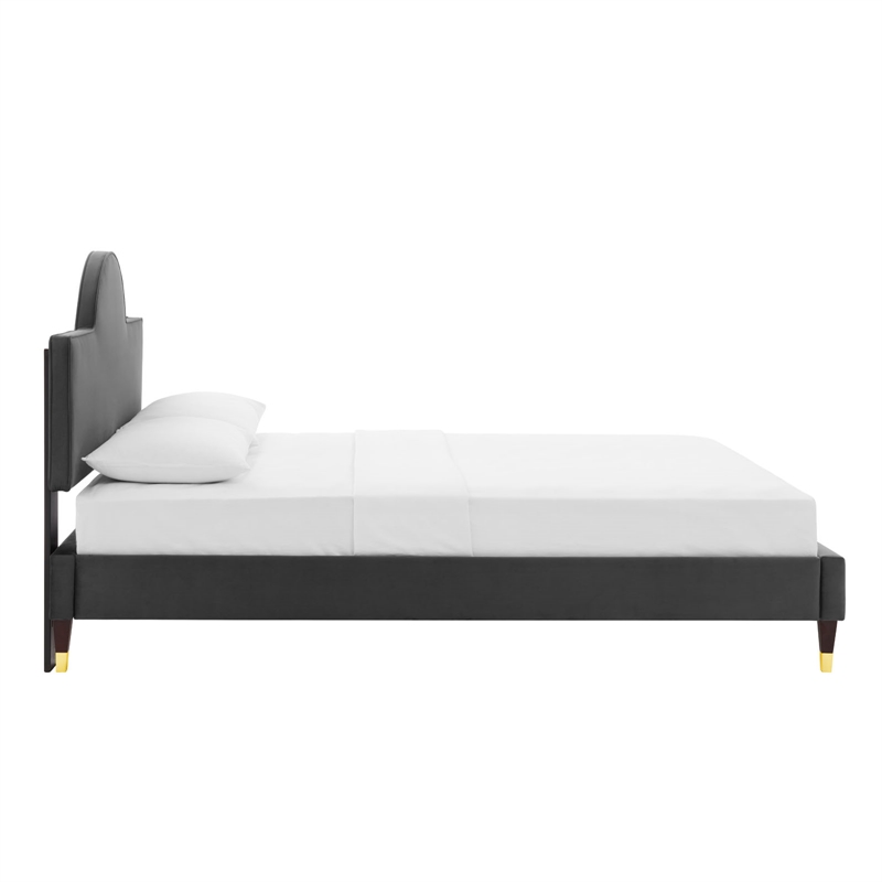 Maklaine Contemporary Performance Velvet King Bed in Charcoal