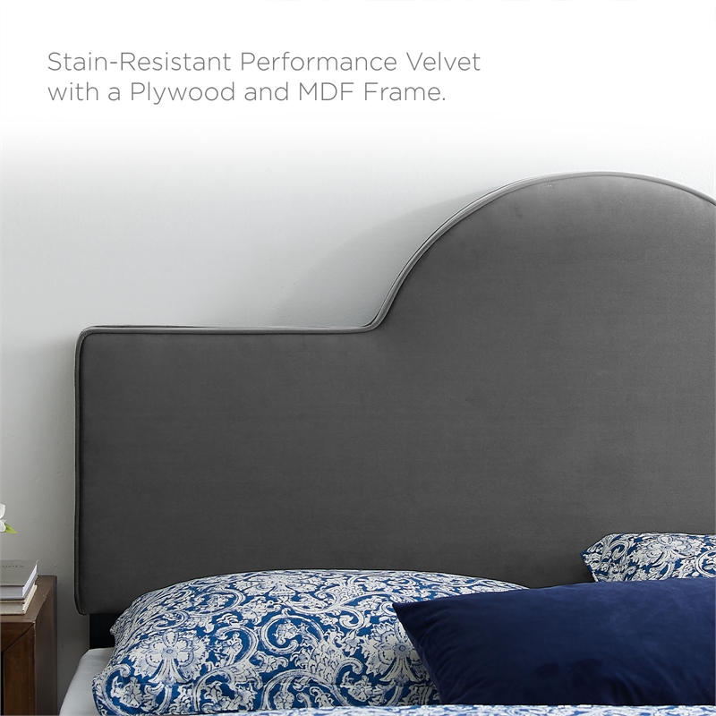 Maklaine Contemporary Performance Velvet King Bed in Charcoal