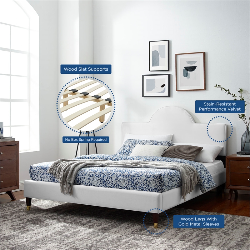 Maklaine Modern / Contemporary Performance Velvet King Bed in White