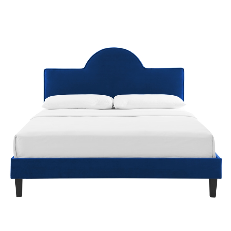 Maklaine Modern / Contemporary Performance Velvet King Bed in Navy
