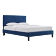 Maklaine Contemporary Performance Velvet Queen Platform Bed in Navy