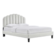 Maklaine Modern Performance Velvet Full Platform Bed in Light Gray