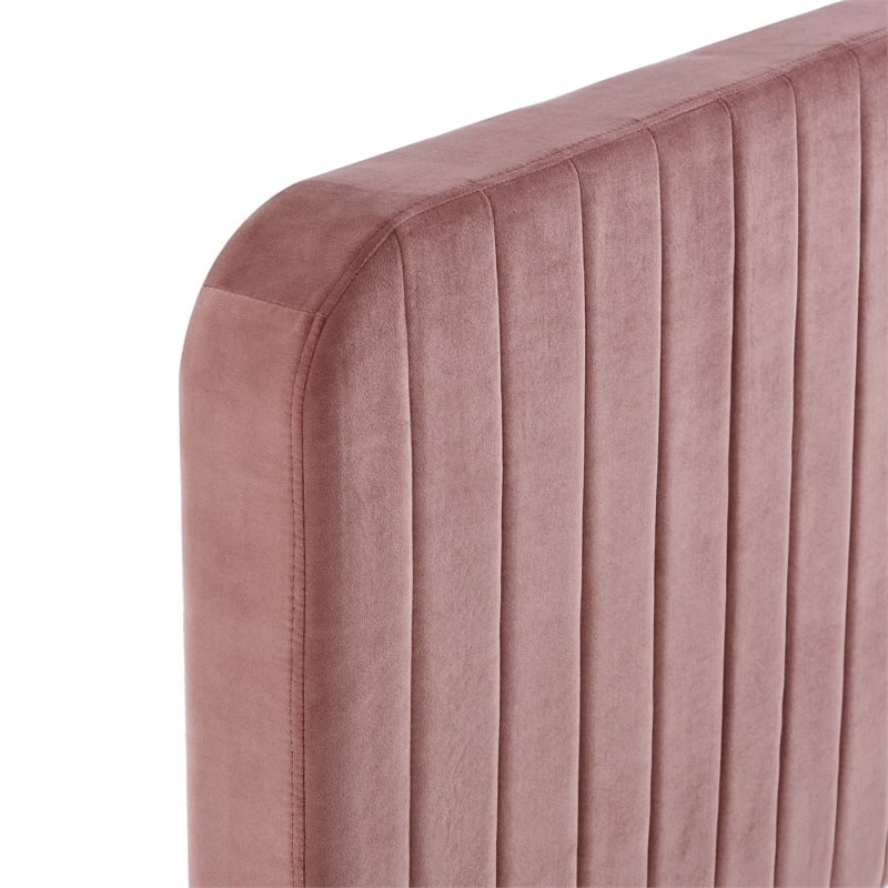 Maklaine Channel Tufted Performance Velvet Twin Bed in Dusty Rose