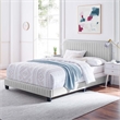 Maklaine Channel Tufted Performance Velvet Full Bed in Light Gray