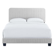 Maklaine Channel Tufted Performance Velvet Full Bed in Light Gray