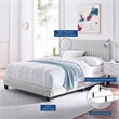 Maklaine Channel Tufted Performance Velvet Full Bed in Light Gray