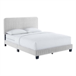 Maklaine Channel Tufted Performance Velvet Full Bed in Light Gray
