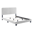 Maklaine Channel Tufted Performance Velvet Full Bed in Light Gray