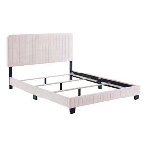 Maklaine Contemporary Channel Tufted Performance Velvet King Bed in Pink