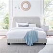 Maklaine Channel Tufted Performance Velvet Queen Platform Bed in Light Gray