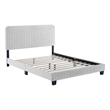 Maklaine Channel Tufted Performance Velvet Queen Platform Bed in Light Gray