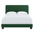 Maklaine Channel Tufted Performance Velvet Full Platform Bed in Emerald
