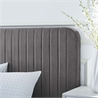 Maklaine Channel Tufted Performance Velvet Full Platform Bed in Gray