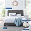 Maklaine Channel Tufted Performance Velvet Full Platform Bed in Gray