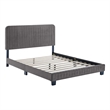 Maklaine Channel Tufted Performance Velvet Full Platform Bed in Gray