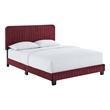Maklaine Channel Tufted Performance Velvet Full Platform Bed in Maroon Red