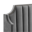 Maklaine Contemporary Performance Velvet Queen Platform Bed in Gray