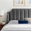 Maklaine Contemporary Performance Velvet Queen Platform Bed in Gray