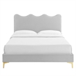 Maklaine Modern Performance Velvet Full Platform Bed - Light Gray