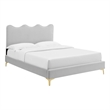 Maklaine Modern Performance Velvet Full Platform Bed - Light Gray