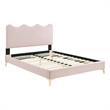 Maklaine Contemporary Performance Velvet Full Platform Bed - Pink