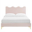 Maklaine Contemporary Performance Velvet Full Platform Bed - Pink