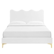 Maklaine Modern Performance Velvet Full Platform Bed - White
