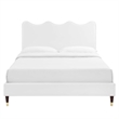 Maklaine Modern Performance Velvet Full Platform Bed in White