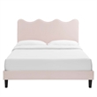 Maklaine Modern Performance Velvet Full Platform Bed in Pink