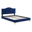Maklaine Channel Tufted Performance Velvet Full Platform Bed - Navy