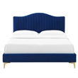 Maklaine Channel Tufted Performance Velvet Full Platform Bed - Navy