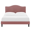 Maklaine Channel Tufted Performance Velvet Queen Platform Bed - Dusty Rose