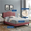 Maklaine Channel Tufted Performance Velvet Queen Platform Bed - Dusty Rose