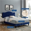 Maklaine Channel Tufted Performance Velvet Queen Platform Bed in Navy