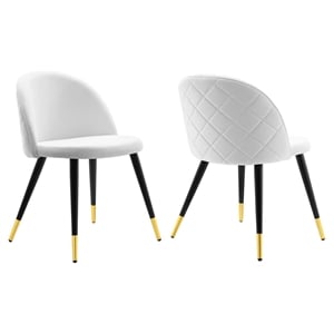 Maklaine 18&quot Velvet Dining Chairs in Matte Black/White (Set of 2)