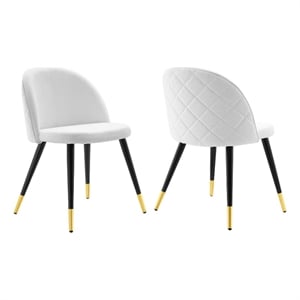 Maklaine 18&quot Fabric & Metal Dining Chairs in Black/White (Set of 2)