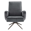 Maklaine Contemporary Performance Velvet Swivel Chair in Gray