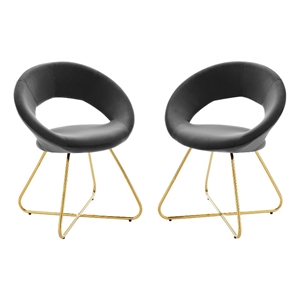 Maklaine 19&quot Velvet Dining Chairs in Gold/Charcoal (Set of 2)