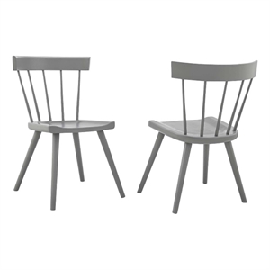 Maklaine 18&quot Elm Wood Dining Side Chair in Light Gray (Set of 2)