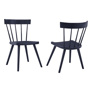 Maklaine 18&quot Elm Wood Dining Side Chair in Midnight Blue (Set of 2)