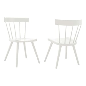 Maklaine Contemporary 18&quot Elm Wood Dining Side Chair in White (Set of 2)
