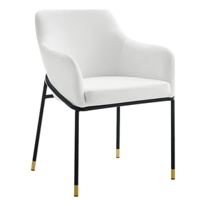 Maklaine 19&quot Modern Performance Velvet Dining Armchair in White/Black