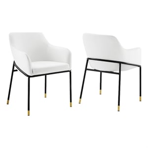 Maklaine 19&quot Performance Velvet Dining Armchair in Black/White (Set of 2)