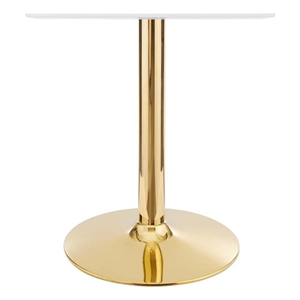 Maklaine 24&quot Square Modern Wood & Metal Dining Table in White/Gold