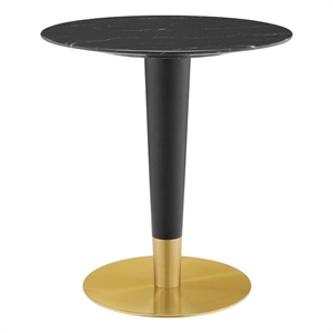 Maklaine 27.5&quot Modern Atificial Marble & Metal Dining Table in Black/Gold