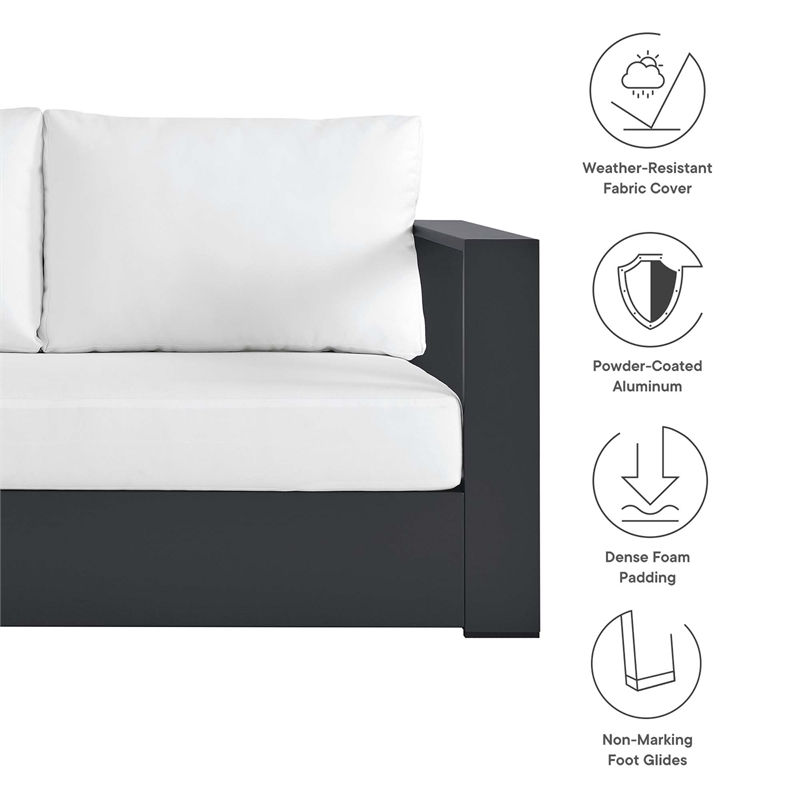 Maklaine Contemporary Modular Right-Facing Loveseat in Gray White