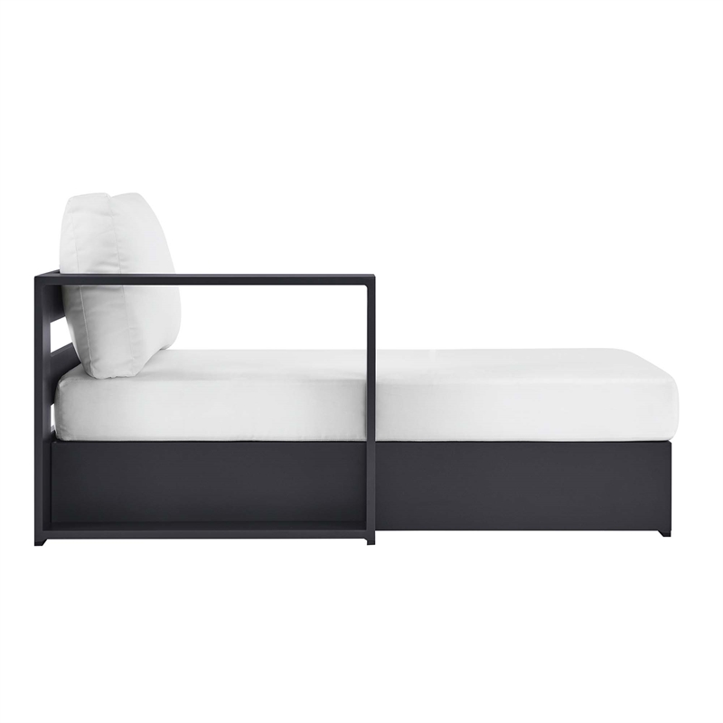 Maklaine Contemporary Modular Left-Facing Chaise Lounge in Gray White